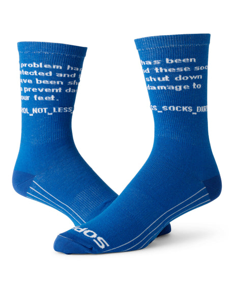 blue socks with white blue screen of death error message design