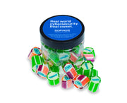 multi colored pieces of candy with sophos and MDR logos in and out of jar with sophos logo