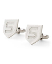 silver S shield cufflinks with silver S 
