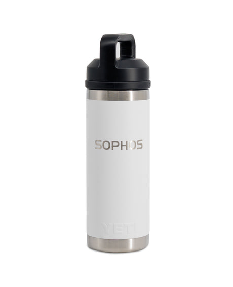 white bottle with black handle lid with silver sophos text logo